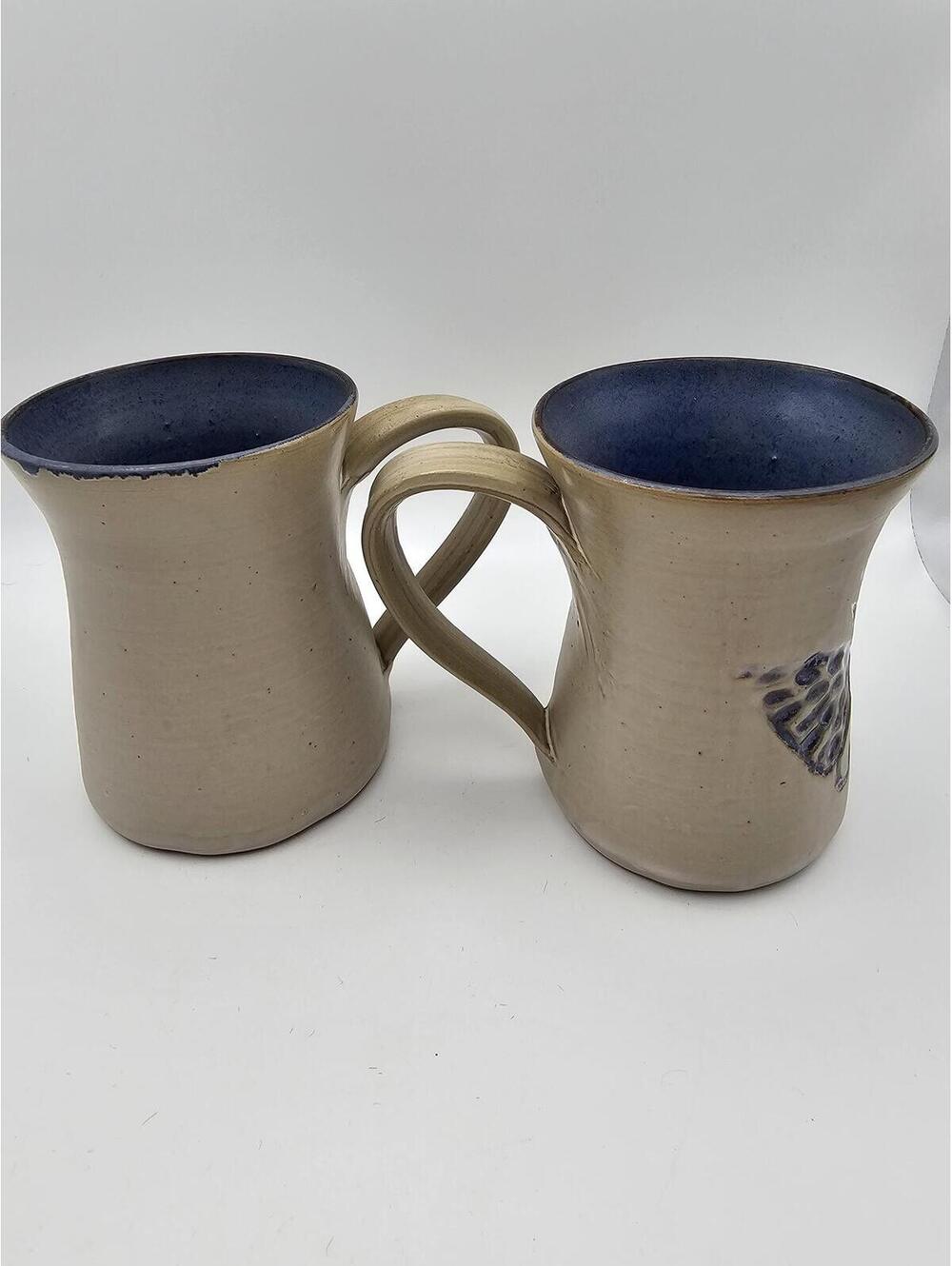 McWhirter Pottery Celo NC Butterfly Mug Set Signed North Carolina Studio Pottery - Picture 3 of 10